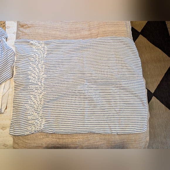 Nicole Miller Other - Pair of Nicole Miller embroidered seersucker cotton stripe shams